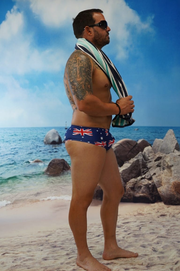 Aussie Flag Shaped Front Slim Mini Trunks