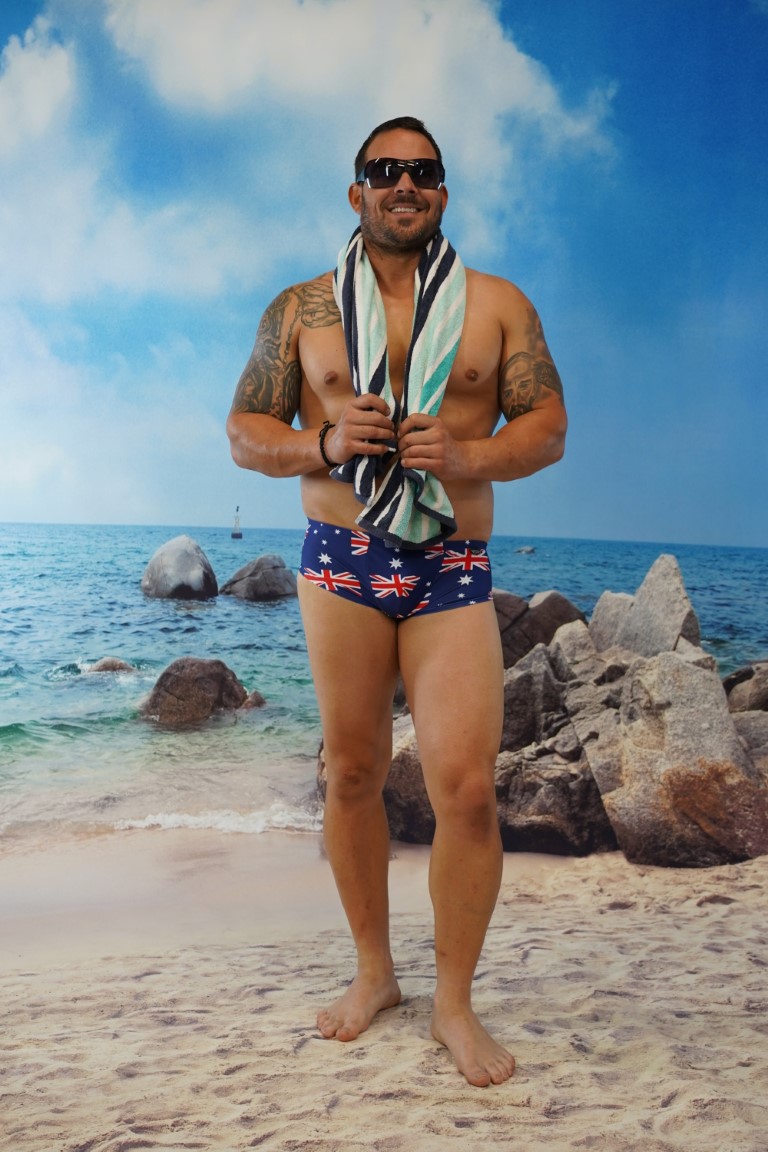 Aussie Flag Shaped Front Slim Mini Trunks