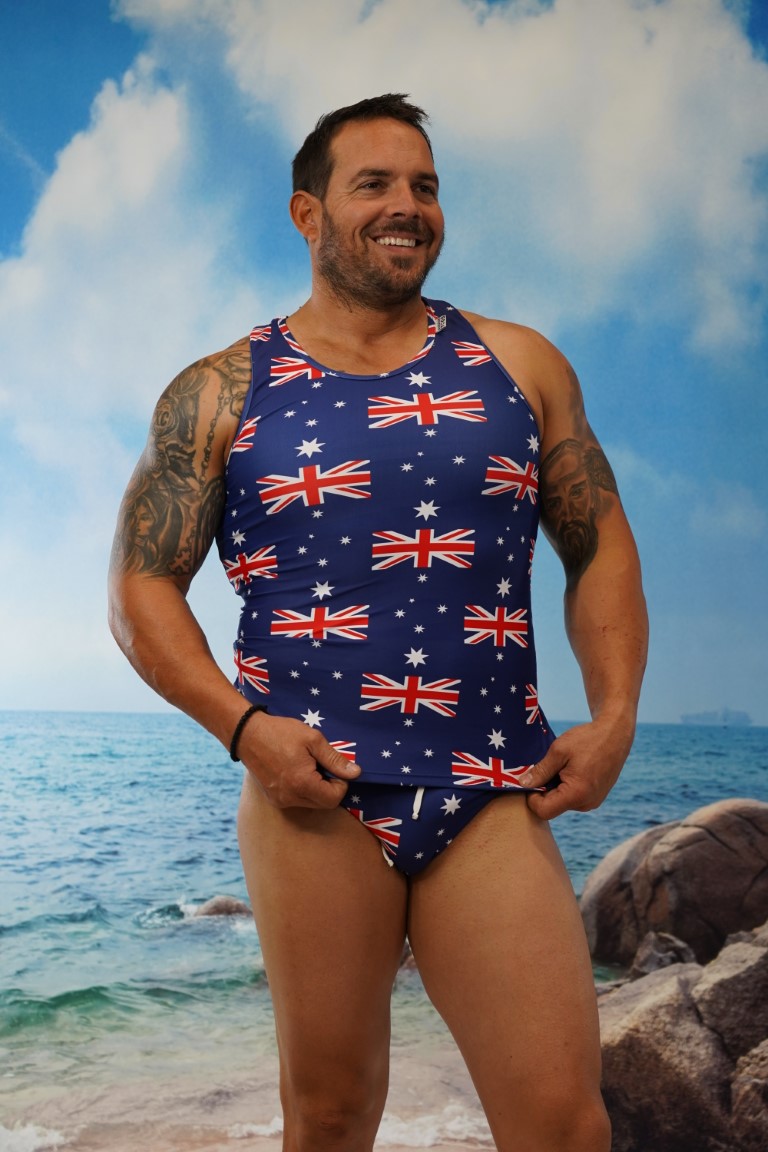 Australian Flag Muscle Singlet Top-OZ