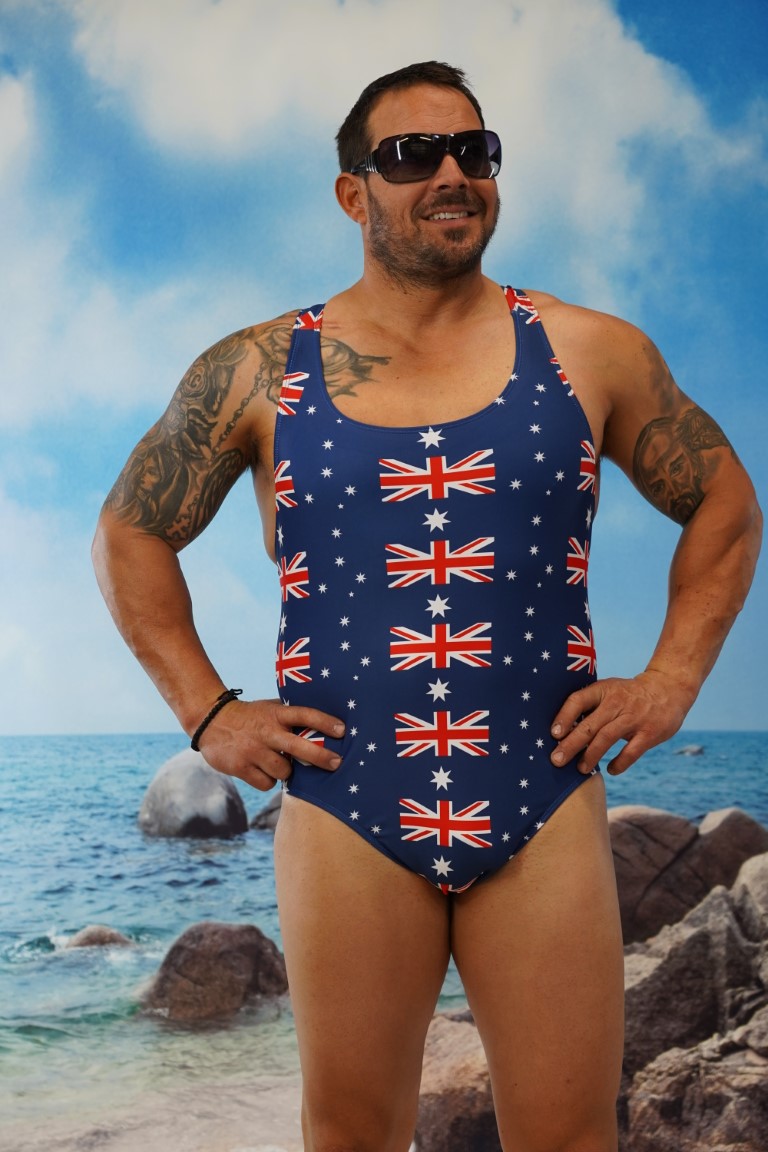 Aussie Flag Race Back Thong One Piece-Oz